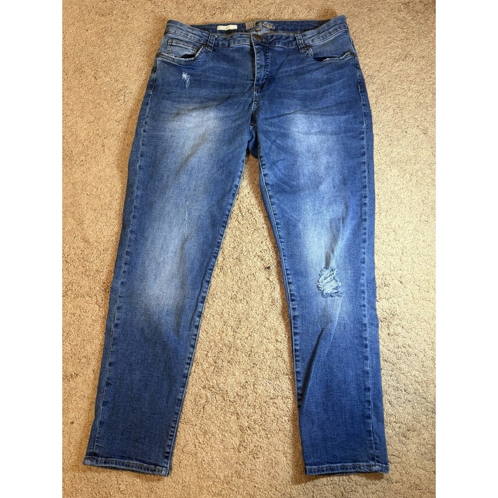 Kut From The Kloth Jeans Women's Size 14W Katy Boyfriend Distressed Blue Preppy